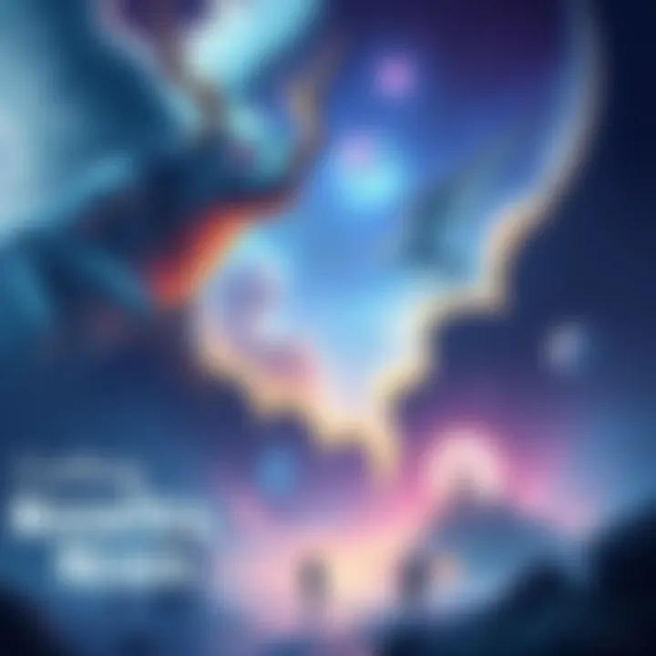 An illustration showcasing unique creatures and enchanting landscapes from the MoonVeil Nexus NFT project