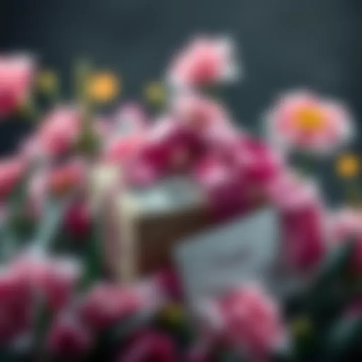 A beautifully wrapped gift box with cash inside, surrounded by flowers and a card saying Happy Mother's Day, symbolizing appreciation and love for mom.