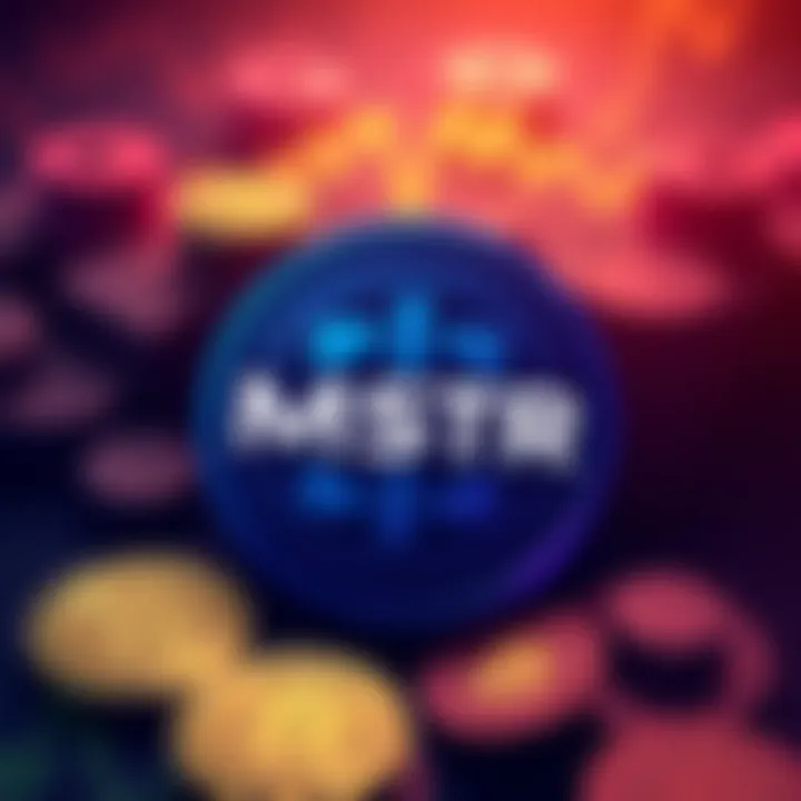 MSTR Logo with Bitcoin Symbols MSTR logo alongside Bitcoin symbols, representing MSTR's shift to net seller and its potential impact on Bitcoin prices.