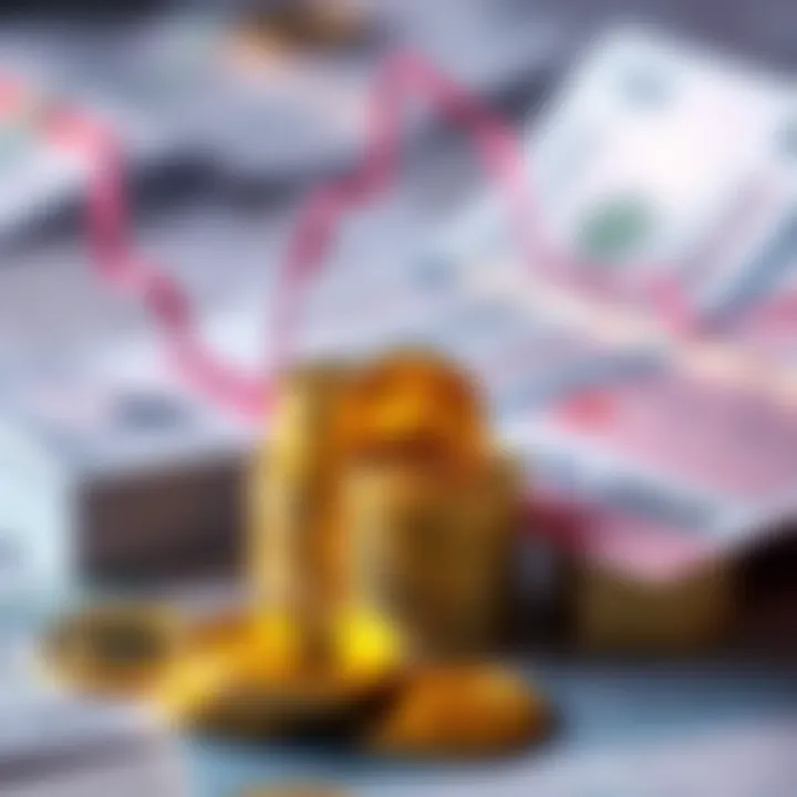 A visual representation of MSTR's strategy using debt for Bitcoin purchases, featuring a stack of coins and financial documents.