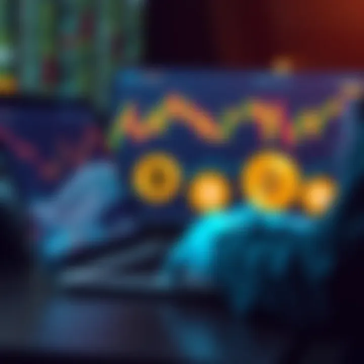 MSTR OTM Calls Investment Scene A person analyzing financial charts and Bitcoin symbols on a laptop, representing investment strategies in MSTR OTM Calls and Bitcoin.