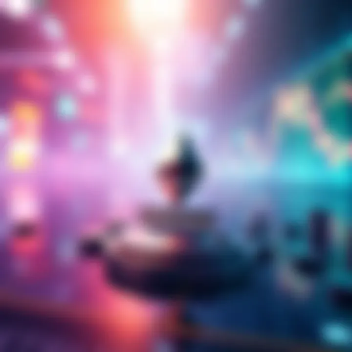 A digital representation of tokenized stocks on the Ethereum blockchain, with stock market elements and Ethereum logo.