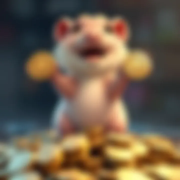 A cartoonish naked mole rat holding a coin while sitting on piles of coins, symbolizing the meme coin market.