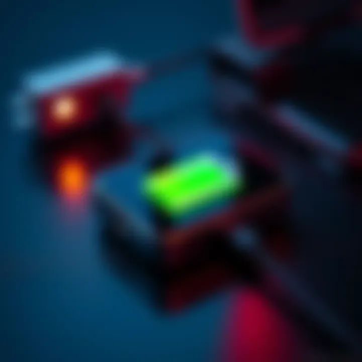 Nano X device with charging issue A Nano X device connected to a charger, showing a battery symbol indicating no charge is happening.