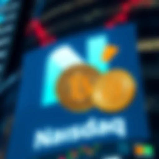 Graphic showing Nasdaq logo with Bitcoin symbols, representing the launch of Bitcoin options trading.