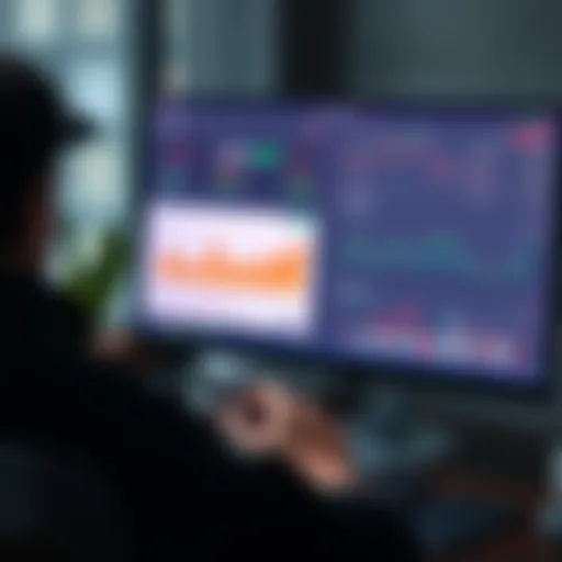 A person looking at a computer screen with graphs and charts related to SOL staking options, indicating a decision to switch from liquid staking to native staking.