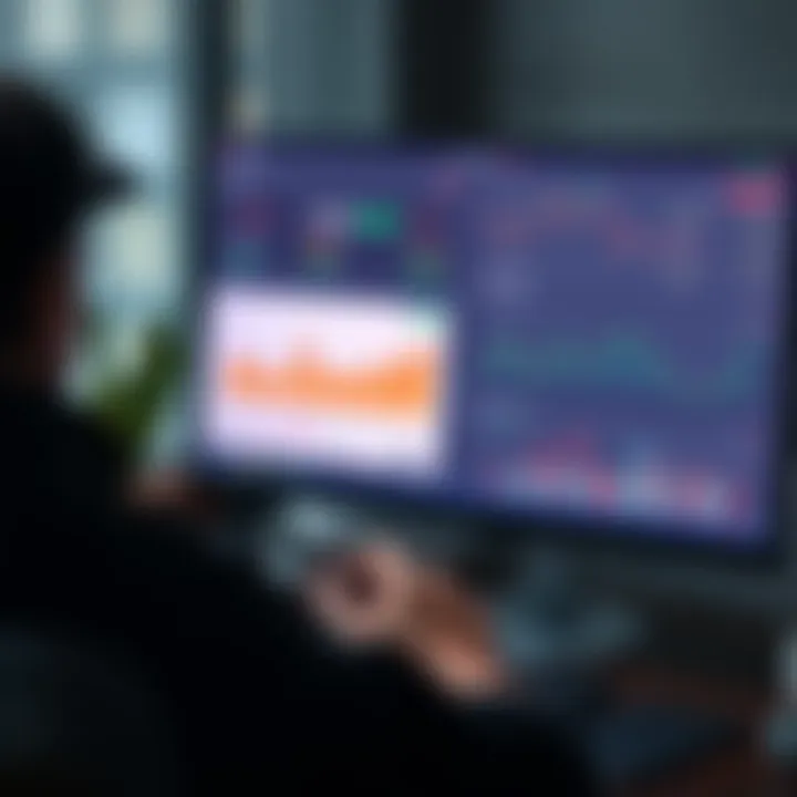 A person looking at a computer screen with graphs and charts related to SOL staking options, indicating a decision to switch from liquid staking to native staking.