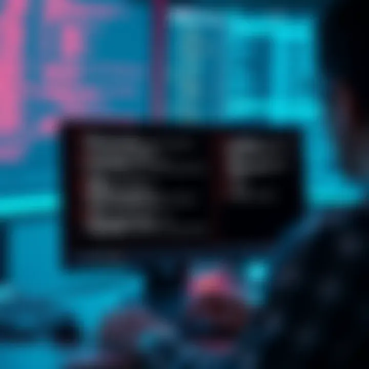 A person troubleshooting computer issues with various error codes displayed on the screen