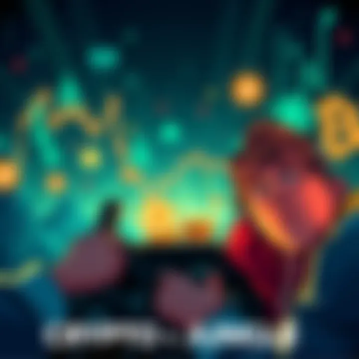 A visual representation of cryptocurrency volatility with charts and emotional expressions