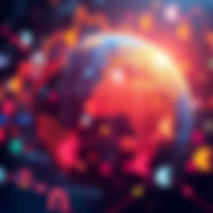 A visual representation of fluctuating currency symbols with a globe background, highlighting global economy impacts.