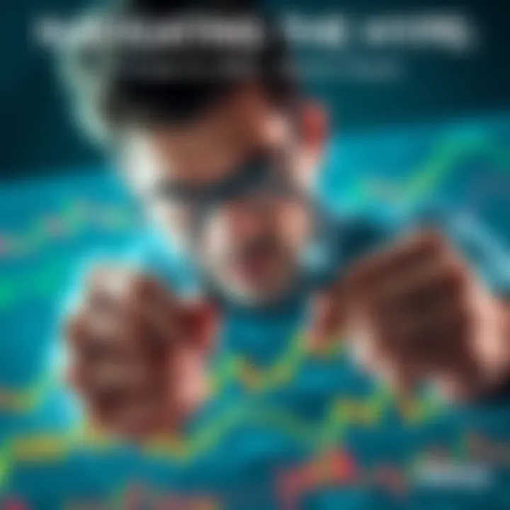 A person analyzing market trends with a magnifying glass over $IMG related charts