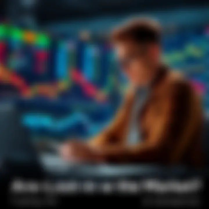 A thoughtful individual analyzing market charts with a laptop and notepad