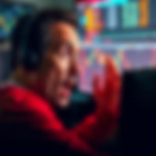 North Carolina man shocked by crypto loss A North Carolina man with a shocked expression staring at a computer screen showing a cryptocurrency exchange with a significant loss