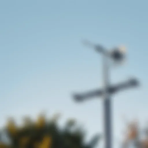A Nebra outdoor antenna mounted on a pole with clear sky and trees in the background, showcasing its position for optimal signal reception.