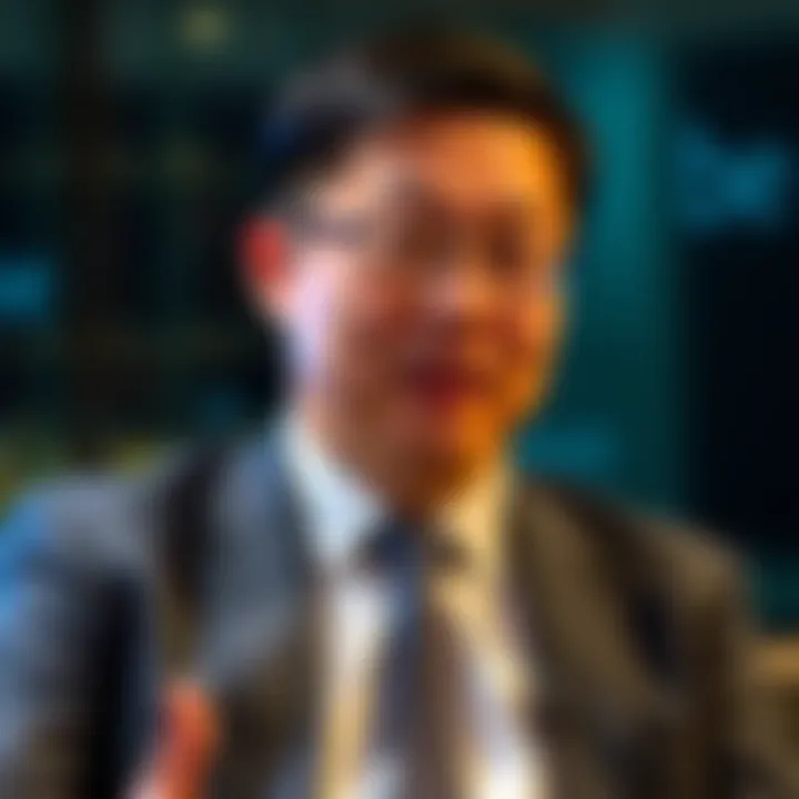 Nenter Chow, CEO of BitMart Nenter Chow, wearing a business suit, speaks during an interview about cryptocurrency and BitMart's future.