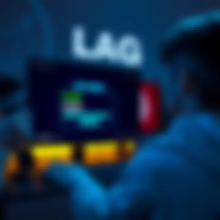 A computer screen displaying buffering symbols while a gamer looks frustrated; a Tari node and Monero logo are faintly visible in the background.