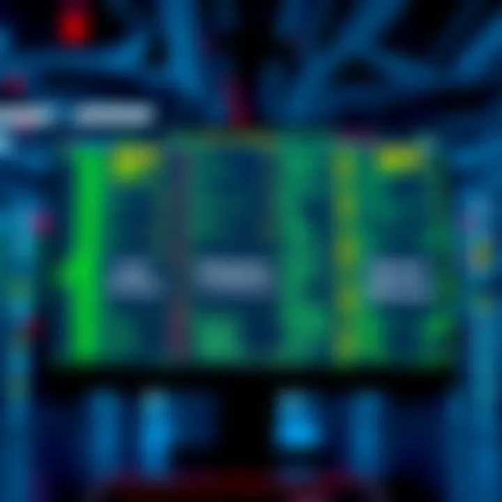 Visual representation of a computer network experiencing drops with fluctuating values on a screen