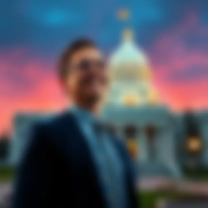 Artorias preparing to lead Idaho with a confident smile, standing in front of the state capitol building