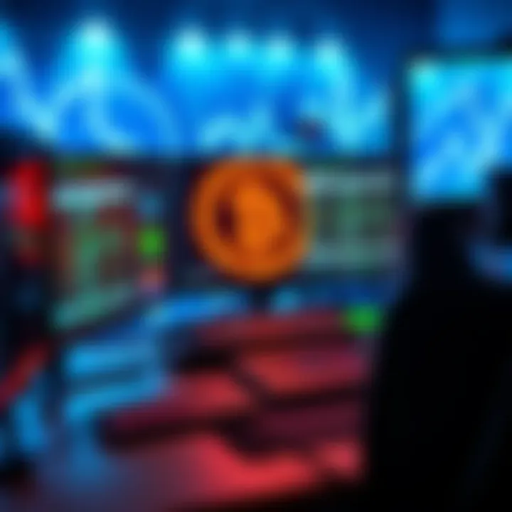 A computer setup with multiple screens showing mining data and successful XMR shares