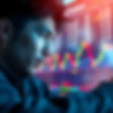 New Trader Deciding to Sell or Hold A new trader looking at a chart with mixed emotions, contemplating whether to sell or hold their assets