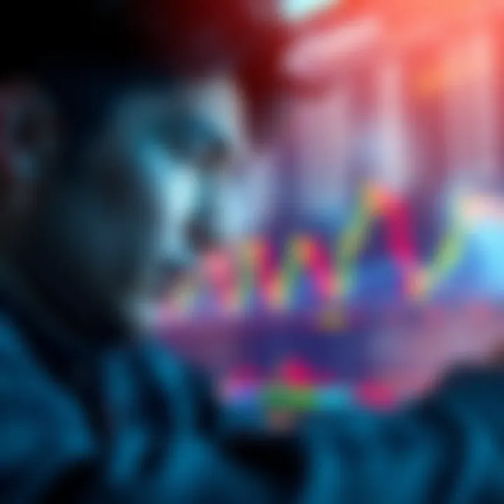 New Trader Deciding to Sell or Hold A new trader looking at a chart with mixed emotions, contemplating whether to sell or hold their assets