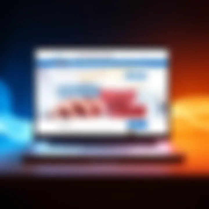 A laptop screen displaying a bright and organized home page with various entry points for users to navigate easily.