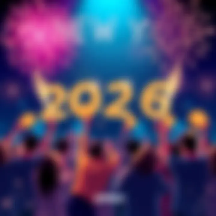 New Year Crypto Rewards Celebration A festive illustration showing people celebrating with fireworks and cryptocurrency symbols to represent BitMart's New Year rewards offer.
