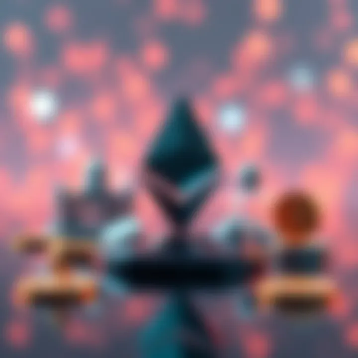 Innovative Finance in New York A digital representation of Ethereum alongside symbols of government finance, highlighting the integration of cryptocurrency in public payments.