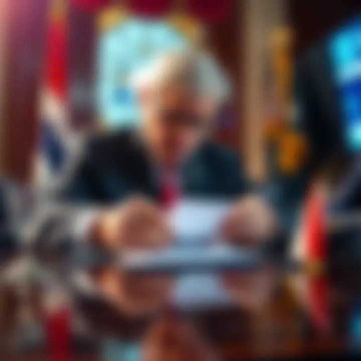 New York Governor signing a document to ban state employees from prediction markets