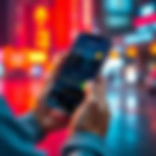 A person holding a smartphone with a cryptocurrency app showing Stellar Lumens (XLM) investment details