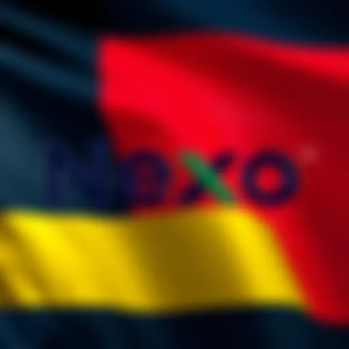 Nexo logo with German flag background, symbolizing compliance under MiCA in Germany