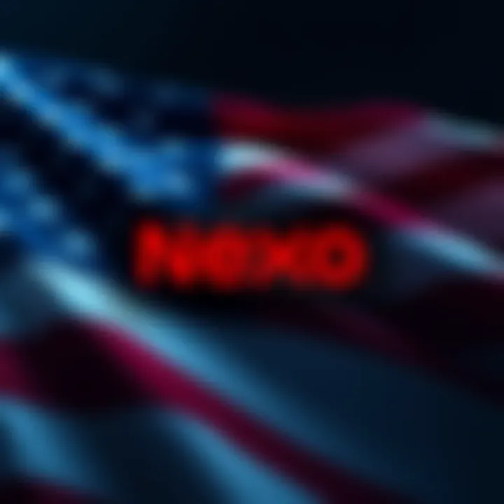 Nexo logo alongside the American flag, symbolizing potential resumption of operations in the U.S.