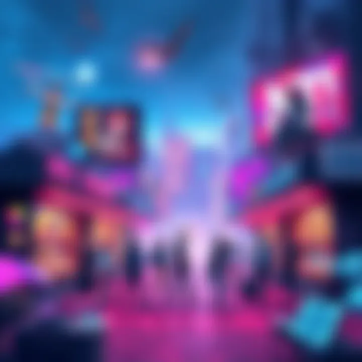 Graphic showing various NFT marketplaces and artists selling digital art