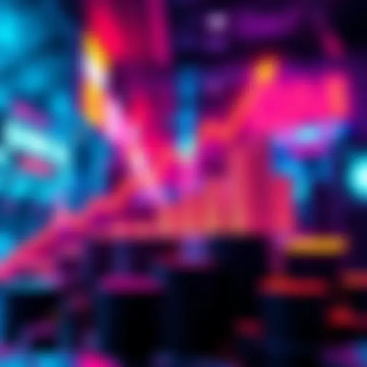 Graphic showing a rise in NFT sales with a chart and vibrant colors