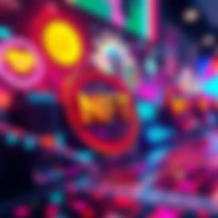 A colorful digital art piece representing NFTs and the Solana blockchain, showcasing vibrant graphics and blockchain symbols.