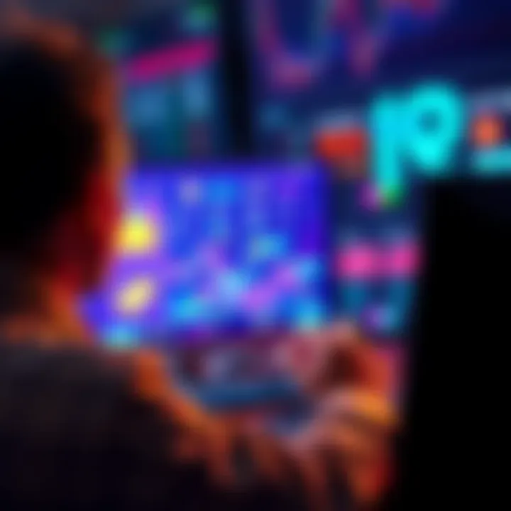 A person analyzing digital art on a computer screen, focusing on NFTs and strategies to earn money.