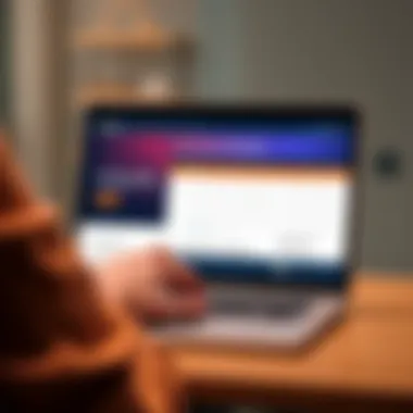 A person editing website content using a simple CMS interface on a laptop, with a static website displayed on the screen.