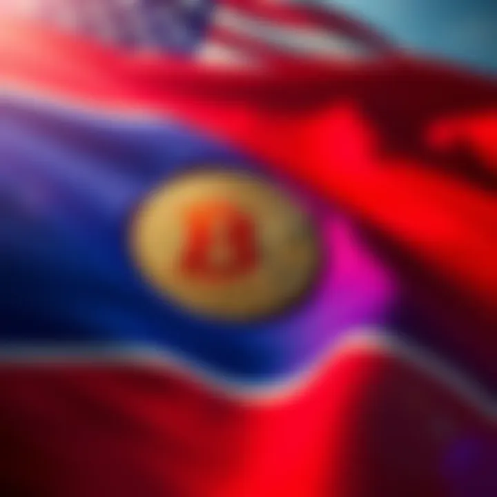 North Korea Crypto Threat North Korean flag with a digital currency symbol, representing a threat to U.S. cybersecurity