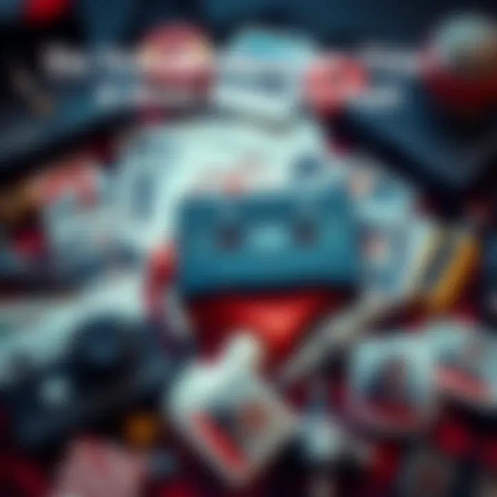 A collage of vintage items including cassette tapes, Polaroid pictures, and retro toys representing fond memories from the past.