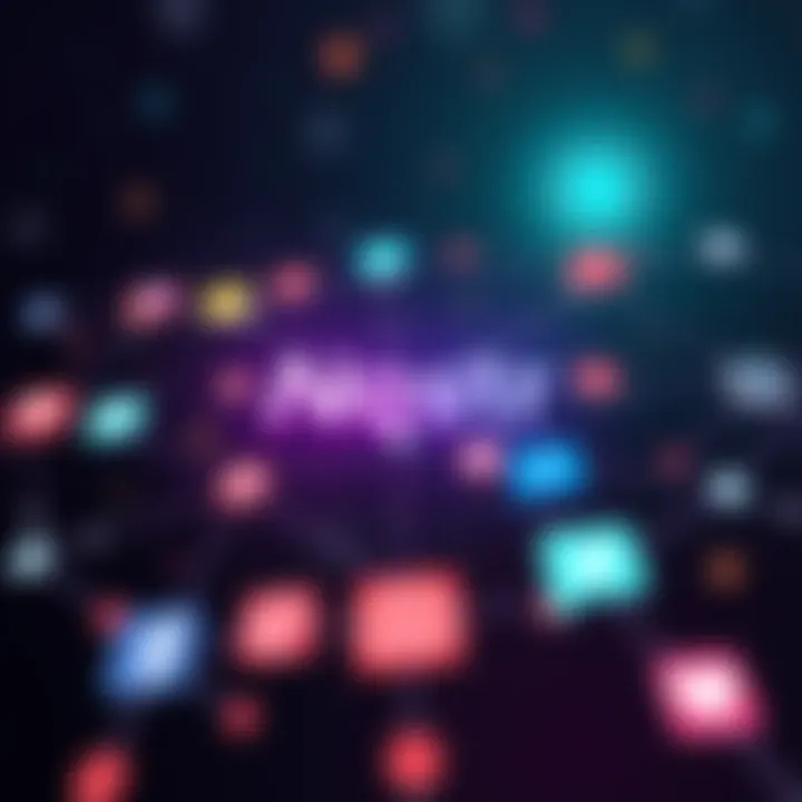 Illustration showing a digital network representing Nostr, with icons symbolizing privacy and freedom of speech, contrasting against traditional social media icons.