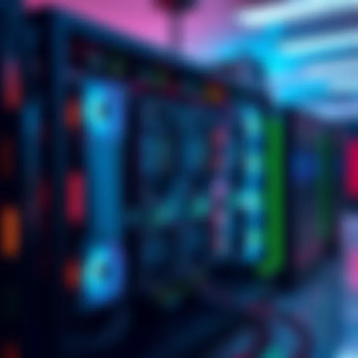 A high-performance Nvidia A100 GPU rig set up for mining and GPU power selling, with several GPUs mounted in a server case and LED lights glowing