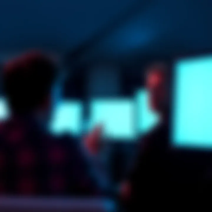 A group of confused people staring at blank screens, expressing frustration and shock over the sudden disappearance of an online platform.