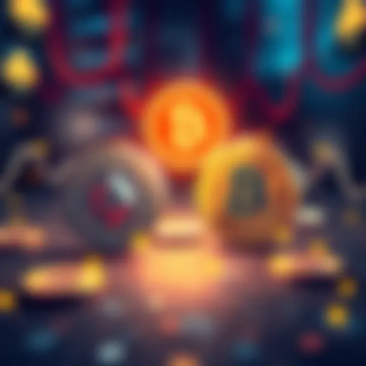 Illustration showing digital currency exchange with ONT and ONG representations