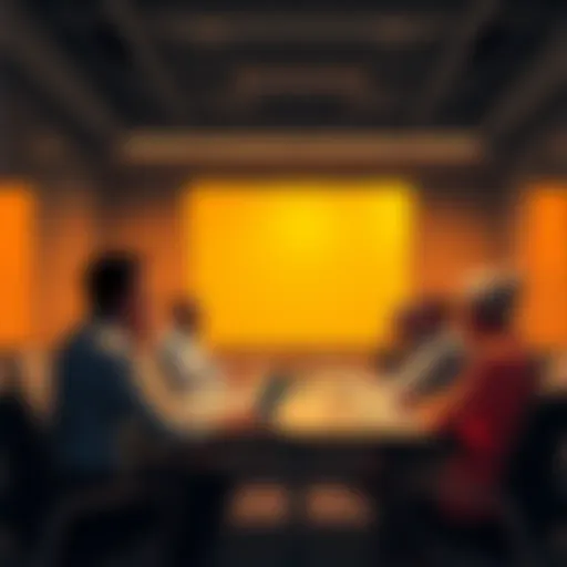 Members of the Open Source Committee discussing future projects in a conference room