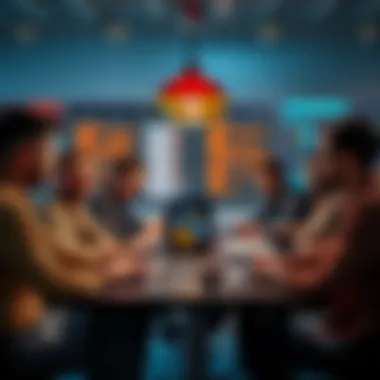 A group of developers discussing ideas at a table during the April 2026 meeting at the Open Source Office.