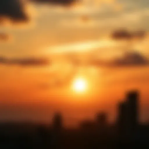 A sunrise casting light over a city skyline, symbolizing new opportunities and beginnings