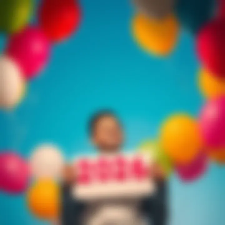 Optimistic person looking forward to 2026 A cheerful person with a big smile, holding a sign that says '2026' and surrounded by colorful balloons, symbolizing hopes and laughter for the upcoming year