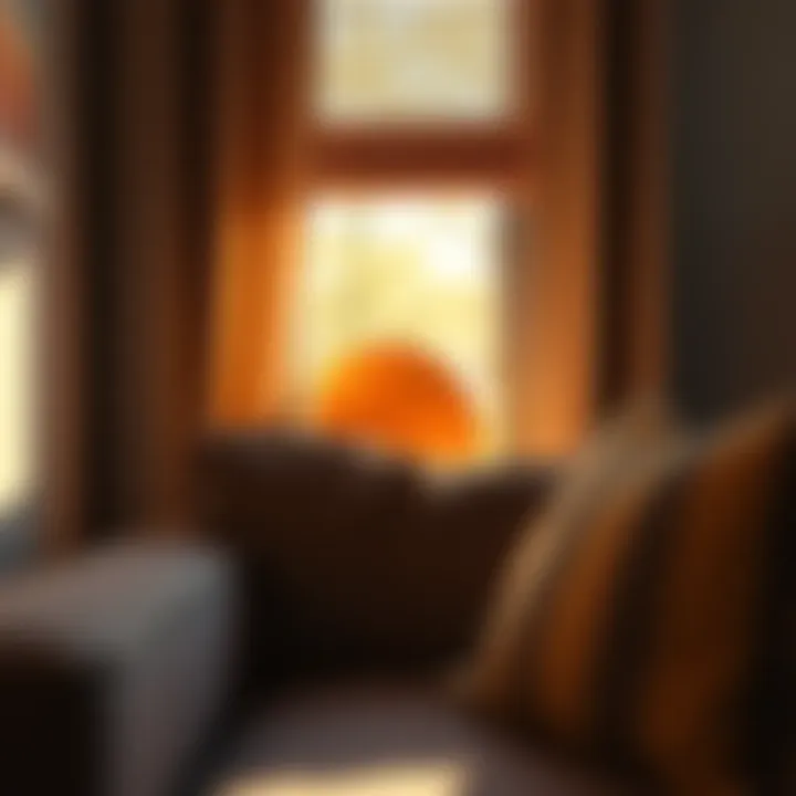 Orange hiding between sofa and window A bright orange fruit wedged between a sofa and a window, with sunlight streaming in.