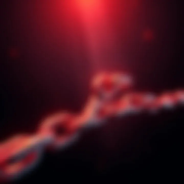 OSMO Chain Support Concerns A visual representation of a digital chain with fading links, symbolizing diminishing support for OSMO, against a dark background.