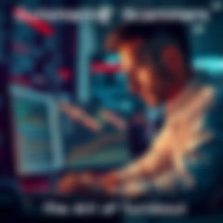 A person analyzing data on a computer while outsmarting digital fraudsters